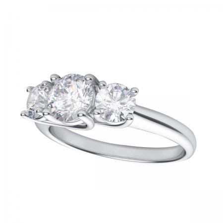 14k White Gold 1.00 Ct Three Stone Diamond Ring