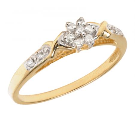 14K Yellow Gold Diamond Cluster Ring