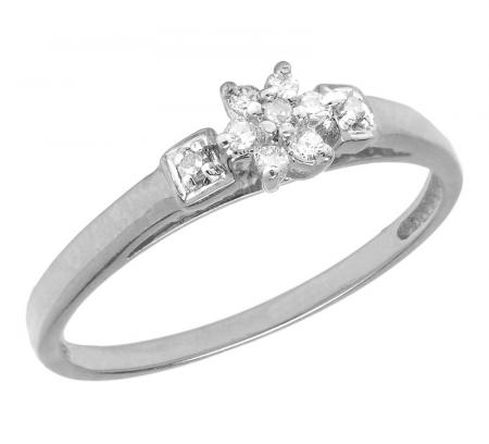 10K White Gold Diamond Cluster Ring