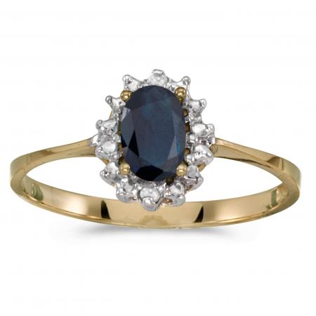 14k Yellow Gold Oval Sapphire And Diamond Ring