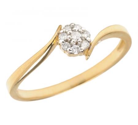 14K Yellow Gold Diamond Cluster Ring