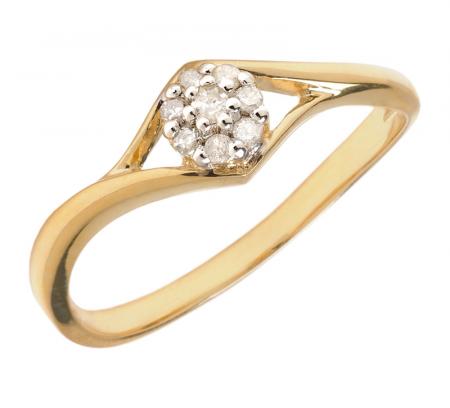 14K Yellow Gold Diamond Cluster Ring