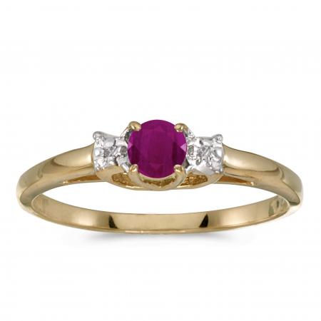 10k Yellow Gold Round Ruby And Diamond Ring