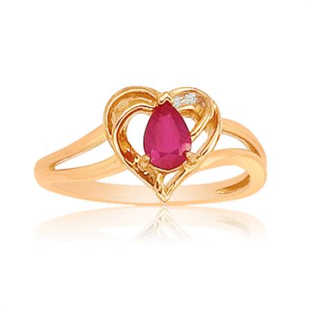 14k Yellow Gold Heart Precious and Diamond Ring