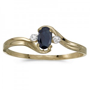 10k Yellow Gold Oval Sapphire And Diamond Ring