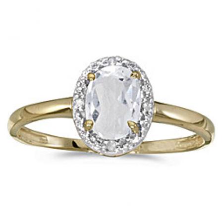 10k Yellow Gold Oval Sapphire And Diamond Ring