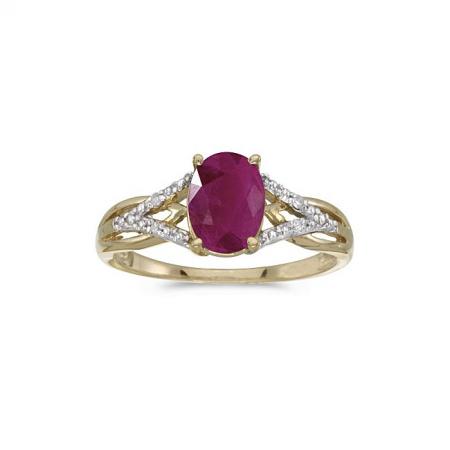 10k Yellow Gold Oval Ruby And Diamond Ring