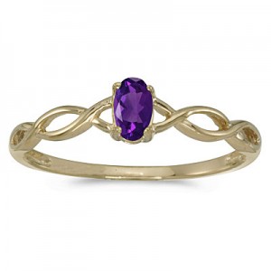 10k Yellow Gold Oval Amethyst Ring
