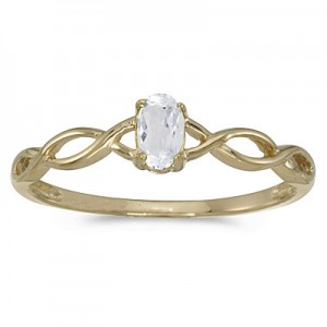 10k Yellow Gold Oval White Topaz Ring