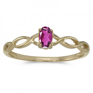 10k Yellow Gold Oval Pink Topaz Ring