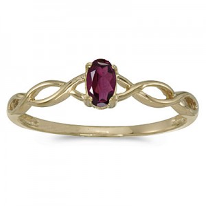 10k Yellow Gold Oval Rhodolite Garnet Ring