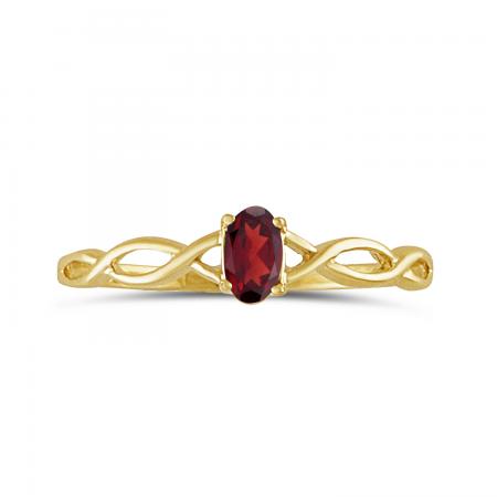 14k Yellow Gold Oval Garnet Ring