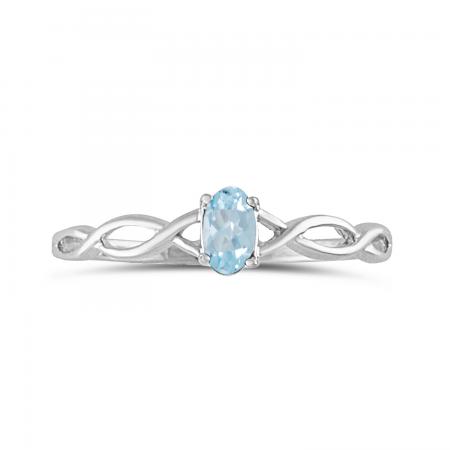 14k White Gold Oval Aquamarine Ring