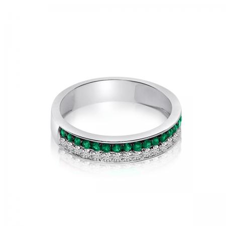 14k Double Row Precious and Diamond Band