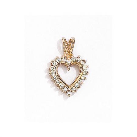 14K Yellow Gold Diamond Heart Pendant