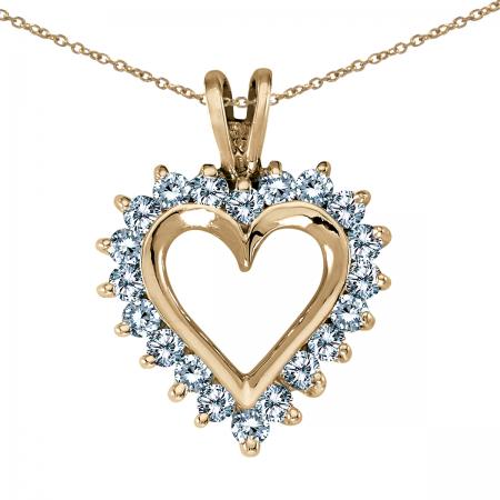 14K Yellow Gold Diamond Heart Pendant