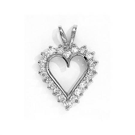 14K White Gold Diamond Heart Pendant