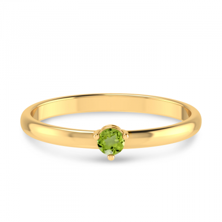 14K Yellow Gold 3mm Round Peridot Birthstone Ring