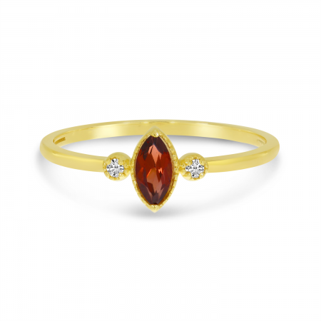 10K Yellow Gold Marquis Garnet Birthstone Ring