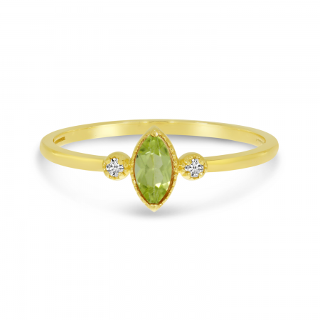 14K Yellow Gold Marquis Peridot Birthstone Ring