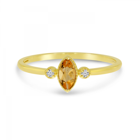 14K Yellow Gold Marquis Citrine Birthstone Ring