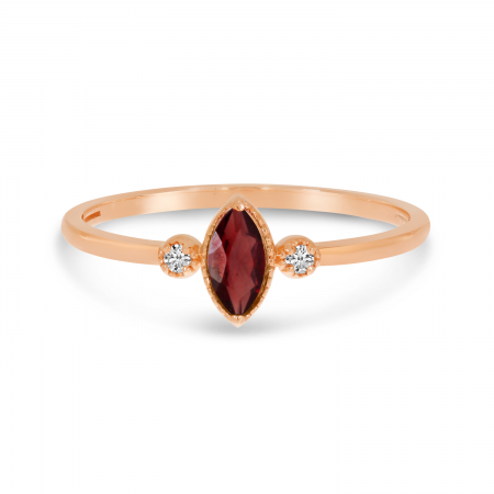 14K Rose Gold Marquis Garnet Birthstone Ring