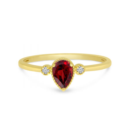 14K Yellow Gold Pear Garnet Birthstone Ring