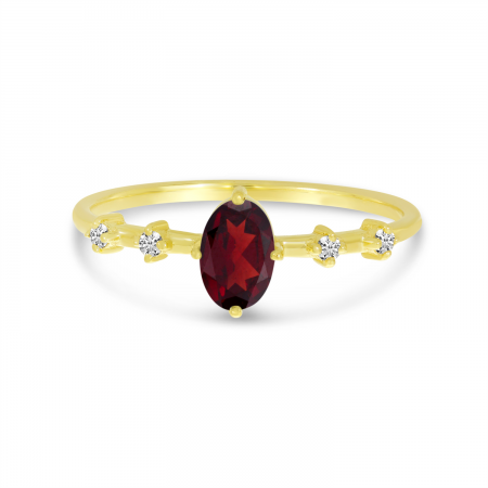 14K Yellow Gold Oval Garnet Birthstone Ring