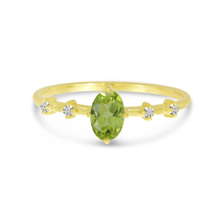 14K Yellow Gold Oval Peridot Birthstone Ring