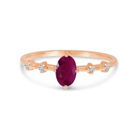 14K Rose Gold Oval Ruby Birthstone Ring
