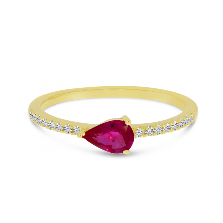 14K Yellow Gold East 2 West Ruby & Diamond Ring