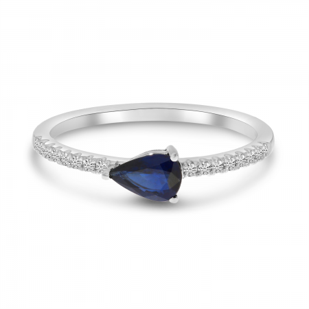 14K White Gold East 2 West Sapphire & Diamond Ring