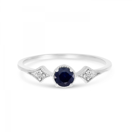 14K White Gold Sapphire and Diamond Ring