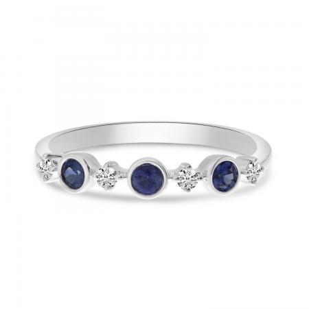 14K White Gold Precious Ruby and Diamond Band
