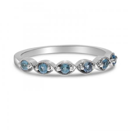 14K White Gold Blue Topaz Semi Precious Band