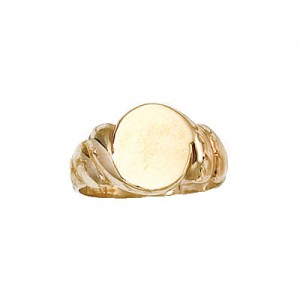 14K Yellow Gold Oval Signet Baby Ring