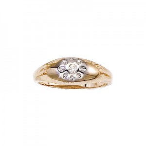 14K Yellow Gold and Diamond Sunburst Baby Ring