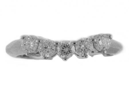 14K White Gold .50 Ct Five Stone Diamond Wrap Band