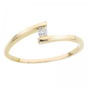 10K Yellow Gold .05 Ct Diamond Bypass Promise Ring
