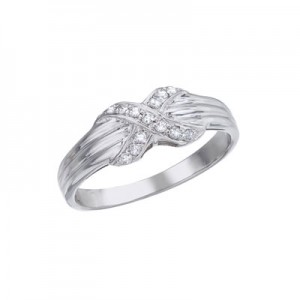 10K White Gold and .10 Ct Diamond ^X^ Promise Ring