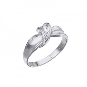 10K White Gold and .05 Ct Diamond Ribbon Promise Ring