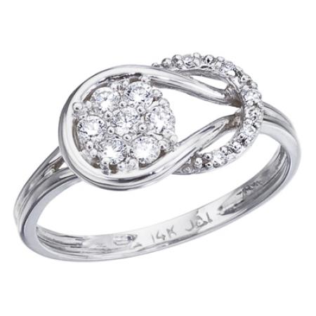 14K White Gold .24 Ct Diamond Knot Ring