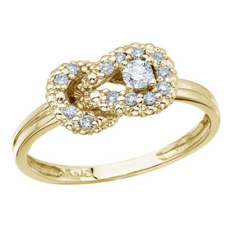 14K Yellow Gold Fashion Knot Diamond Ring