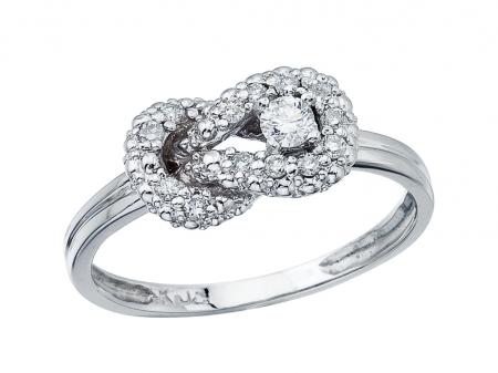 14K White Gold Fashion Knot Diamond Ring