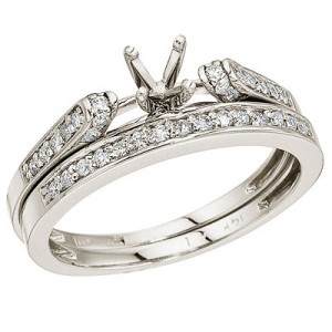 14K White Gold Bridal Ring Set