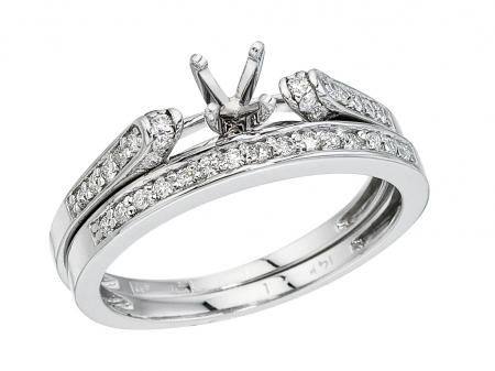 14K White Gold Bridal Ring Set