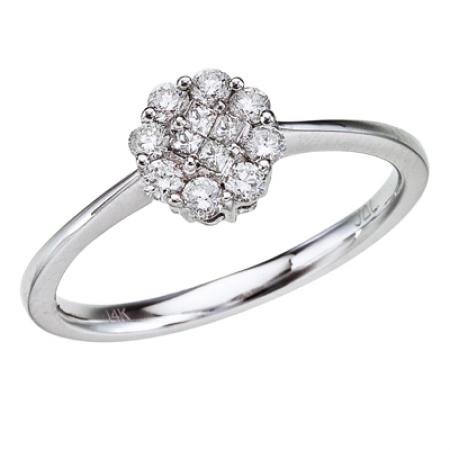 14K White Gold Diamond Clustaire Ring