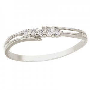 10K White Gold Bypass Diamond Promise Ring