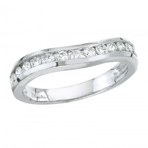 14K White Gold .50 Ct Channel Diamond Wave Shadow Band Ring