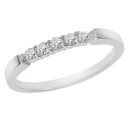 14K White Gold .25 Ct Five Stone Diamond Band